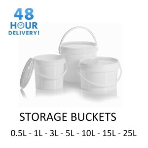 Plastic Buckets with Tamper Evident Lids White