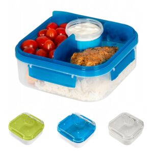 Lunch Box with Compartments and Sauce Pot 1.6L