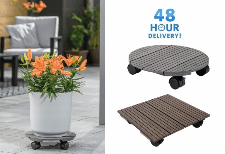 Plant Pot Caddy on Wheels with Brakes