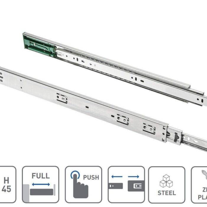 Push to Open Soft Close Drawer Runners 45mm Full Extension
