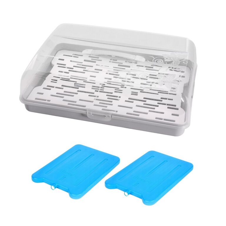 Rectangular Cake Carrier with Handle and Cooling Blocks