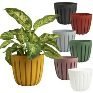 Ribbed Round Plastic Plant Pot Planter