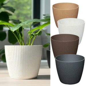 Round Planter with Vertical Grooves Recycled Plastic
