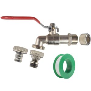 Lever Garden Tap Kit with Barb & Quick Connector