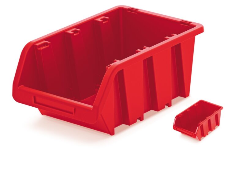Stackable Open-Front Storage Bin Red