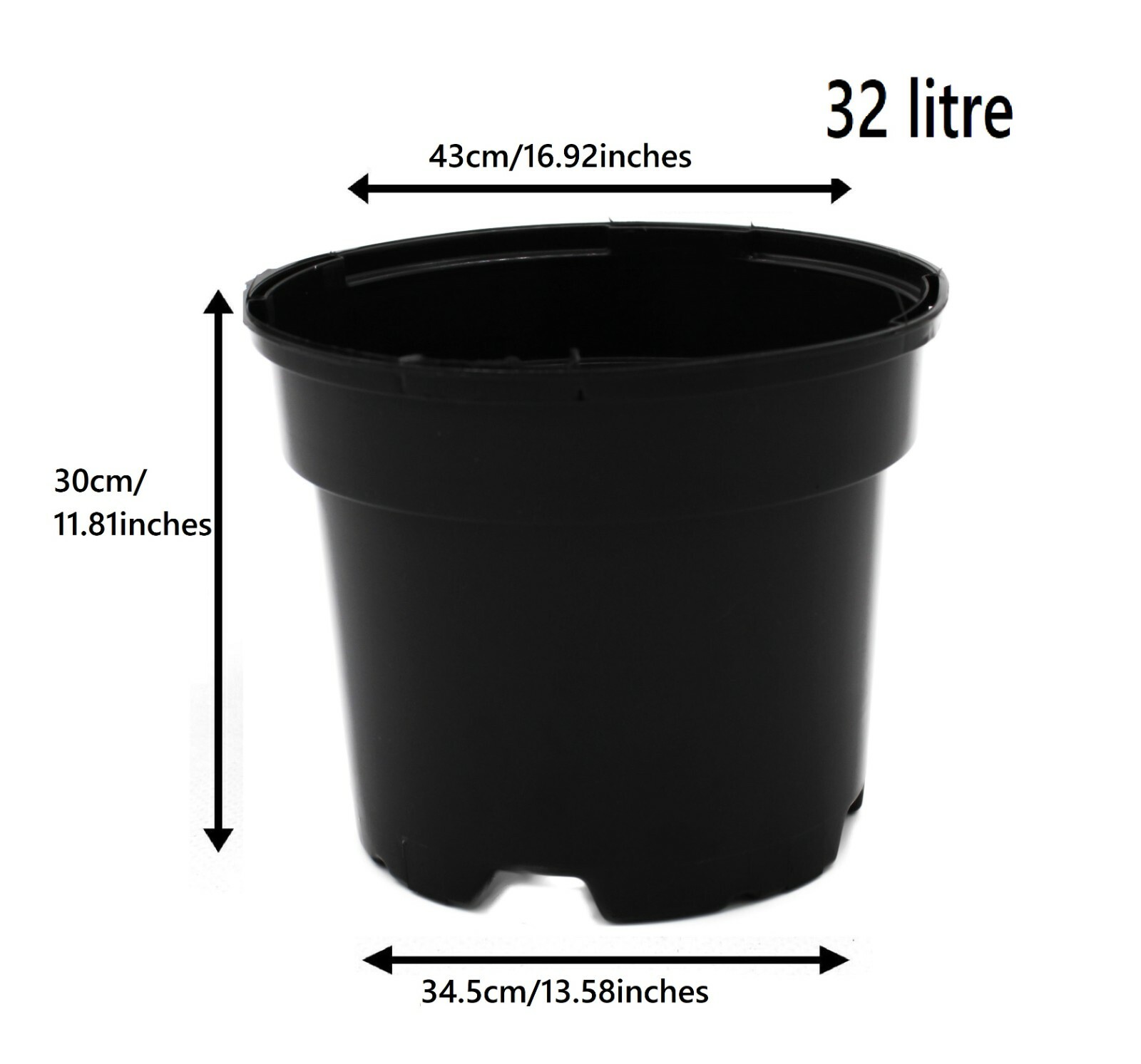 Black Round Plant Pot Two-Tier Drainage - Image 15