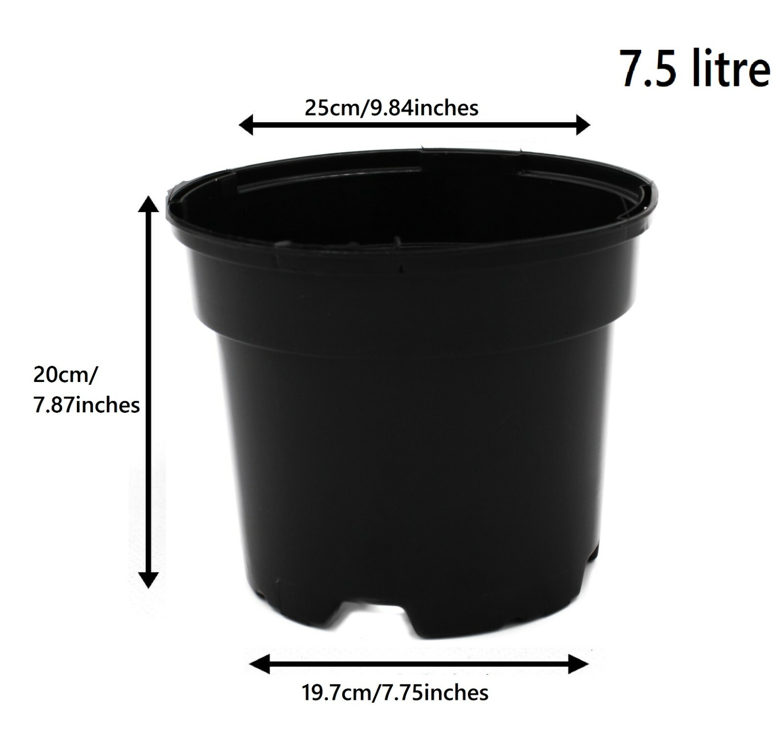 Black Round Plant Pot Two-Tier Drainage - Image 10
