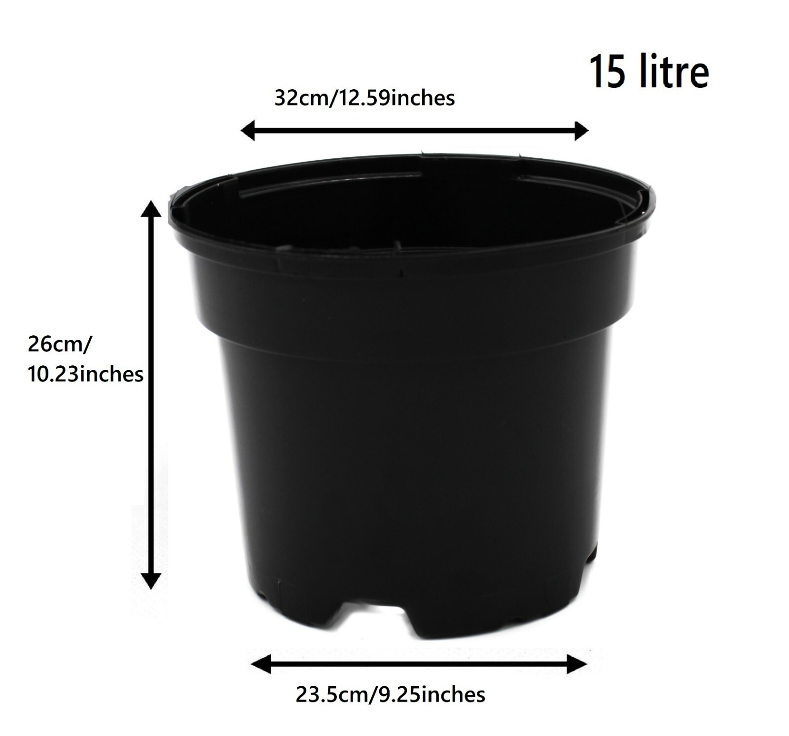 Black Round Plant Pot Two-Tier Drainage - Image 13