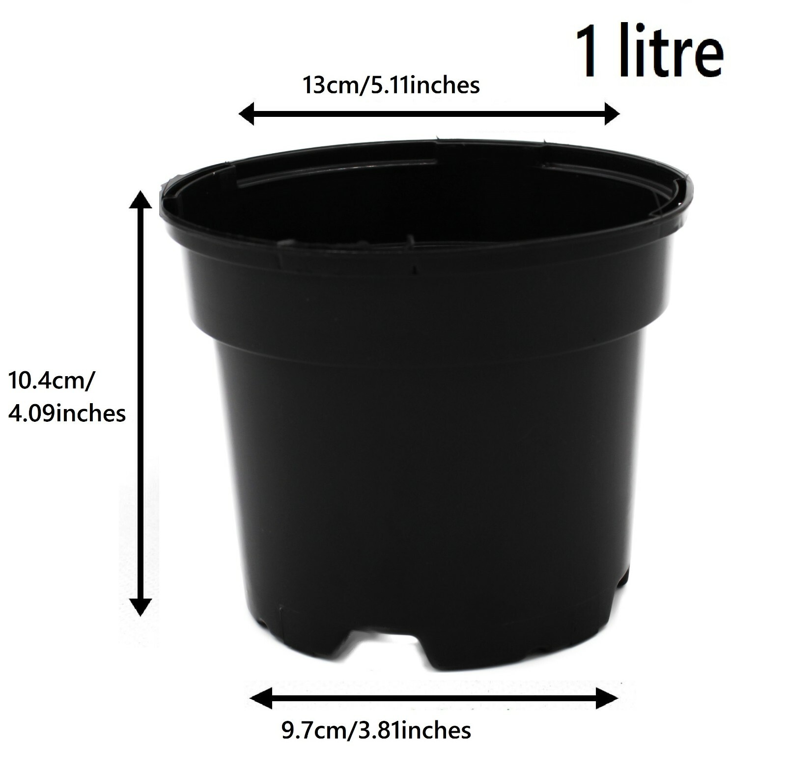 Black Round Plant Pot Two-Tier Drainage - Image 5