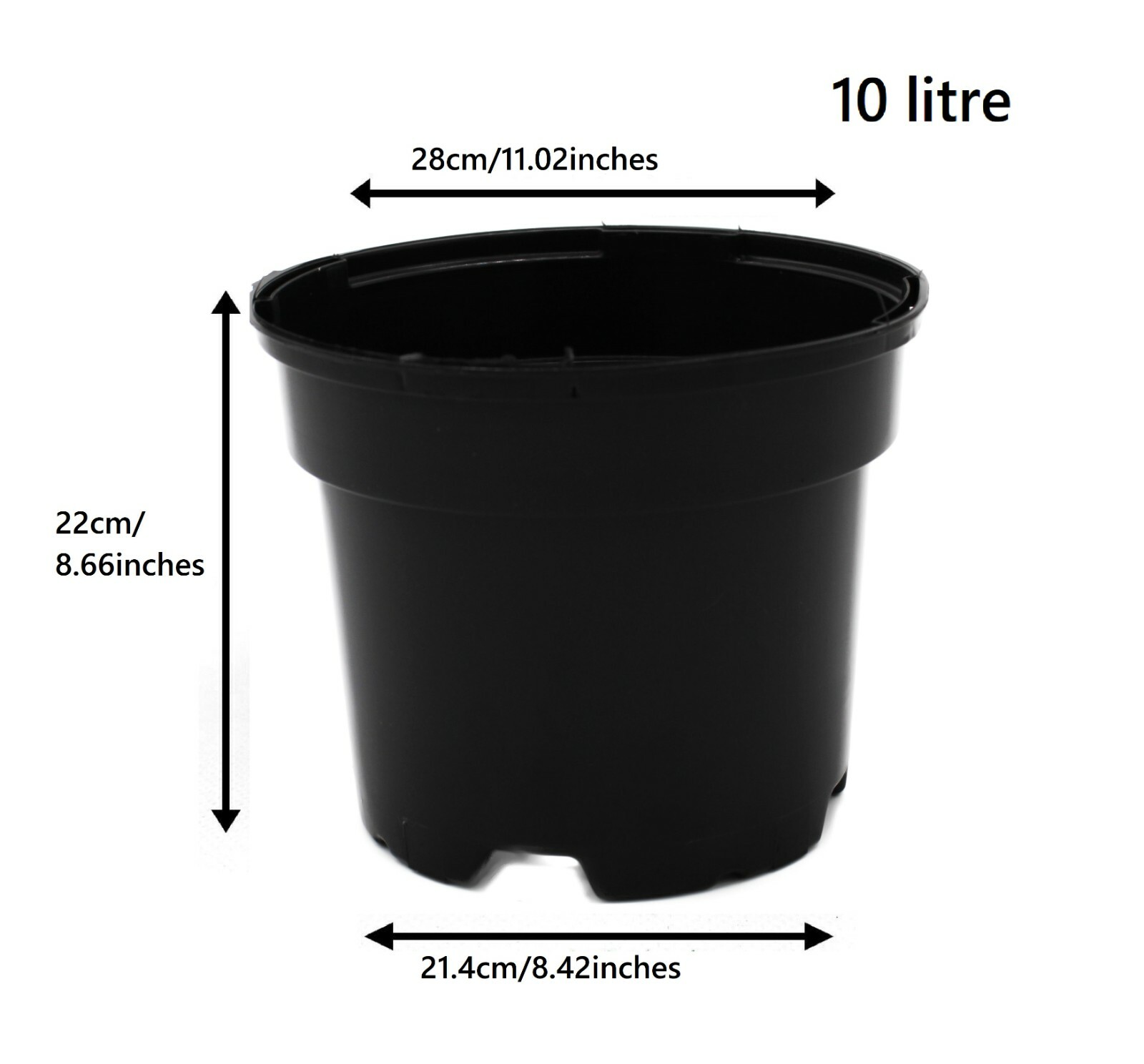 Black Round Plant Pot Two-Tier Drainage - Image 11