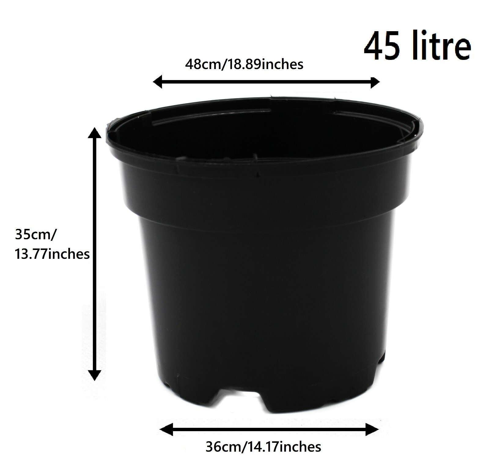 Black Round Plant Pot Two-Tier Drainage - Image 16