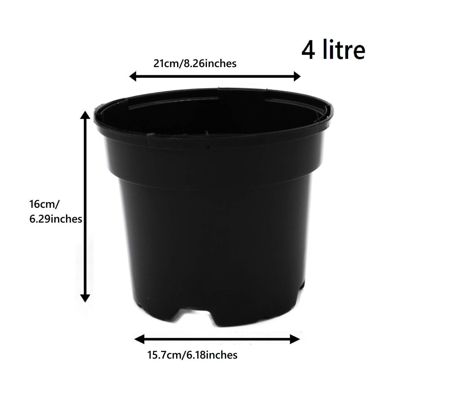 Black Round Plant Pot Two-Tier Drainage - Image 8