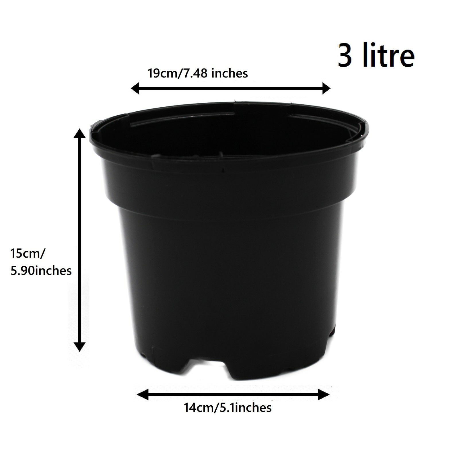 Black Round Plant Pot Two-Tier Drainage - Image 7