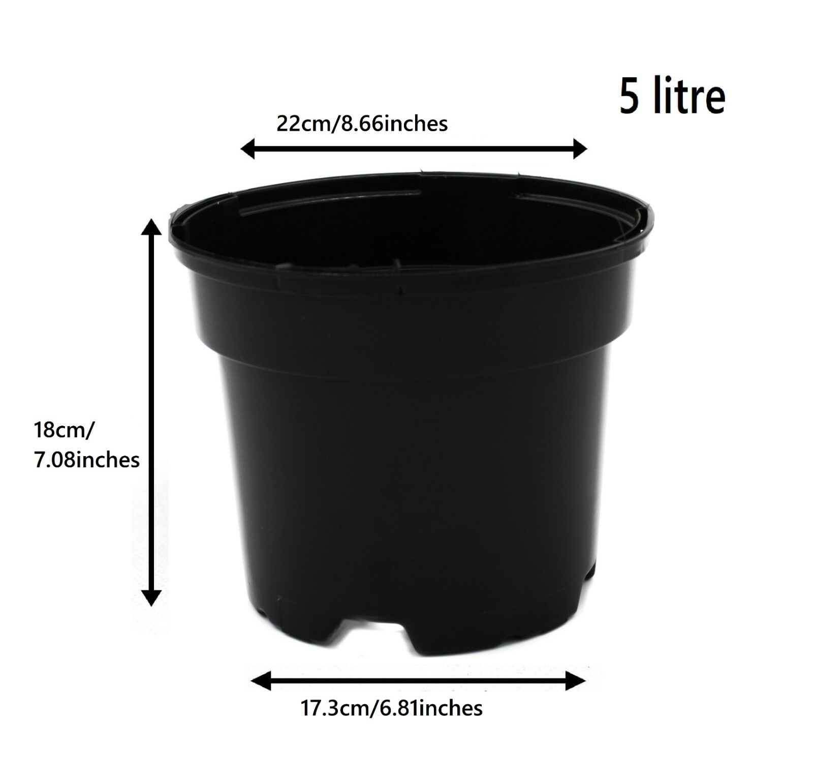 Black Round Plant Pot Two-Tier Drainage - Image 9
