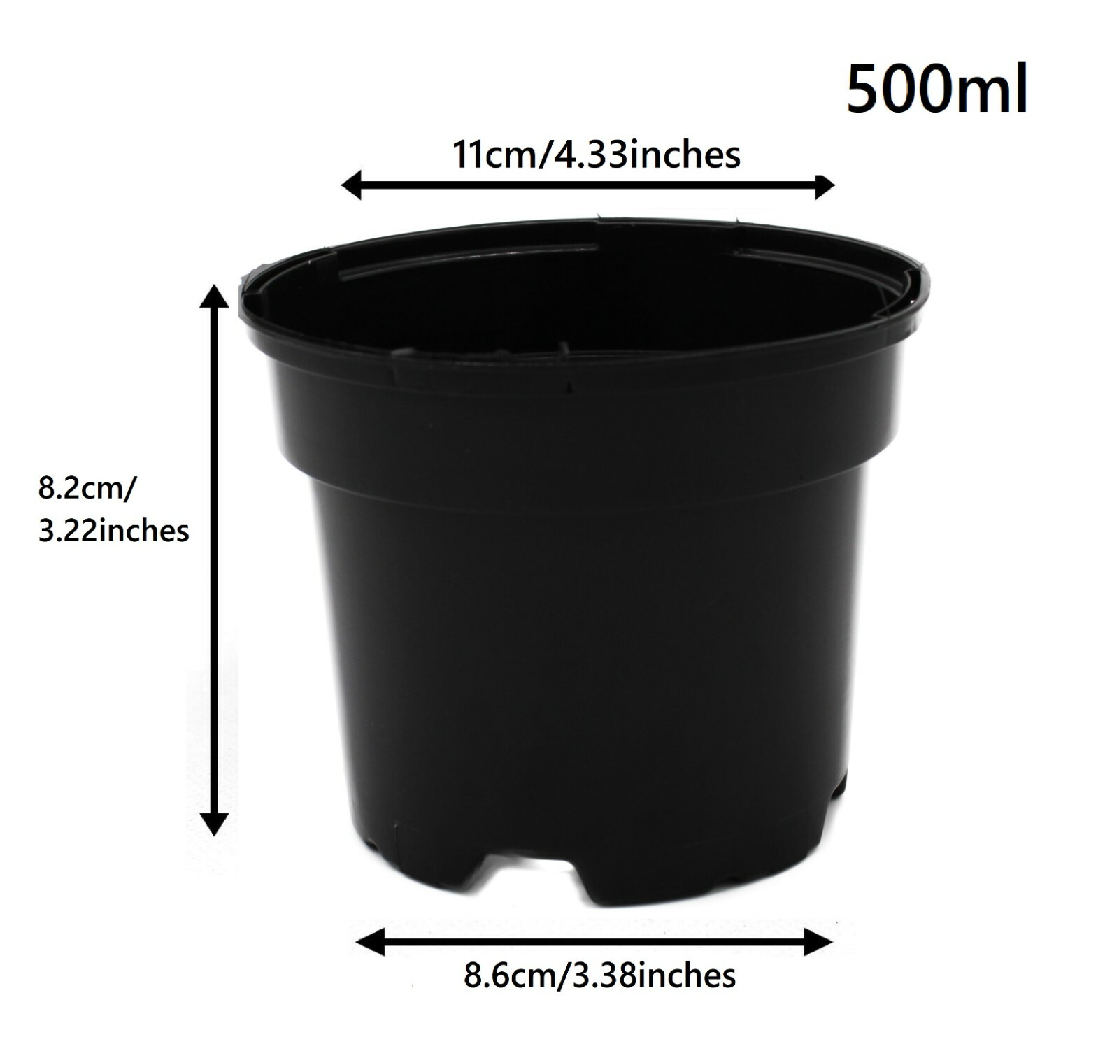 Black Round Plant Pot Two-Tier Drainage - Image 4