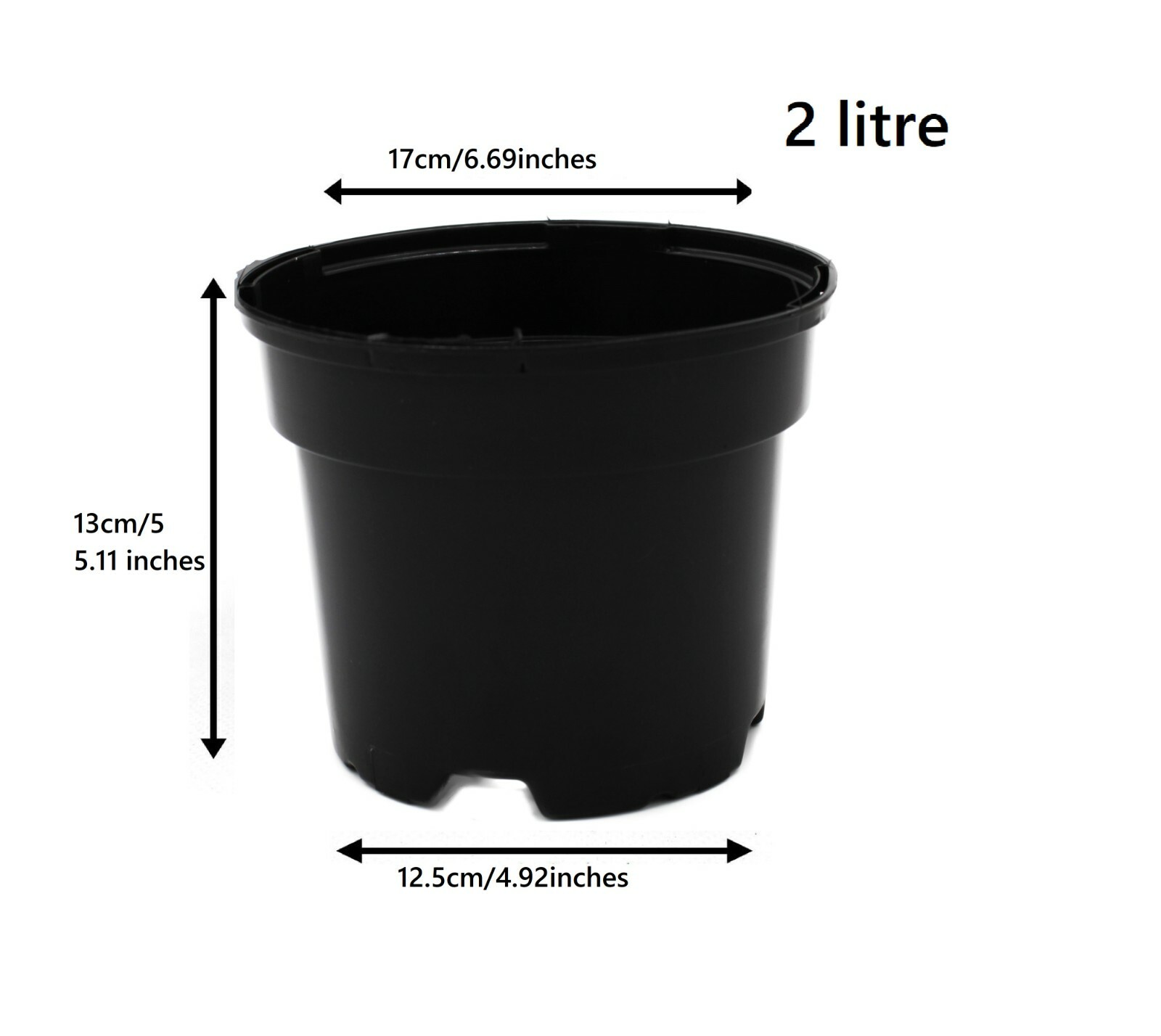 Black Round Plant Pot Two-Tier Drainage - Image 6