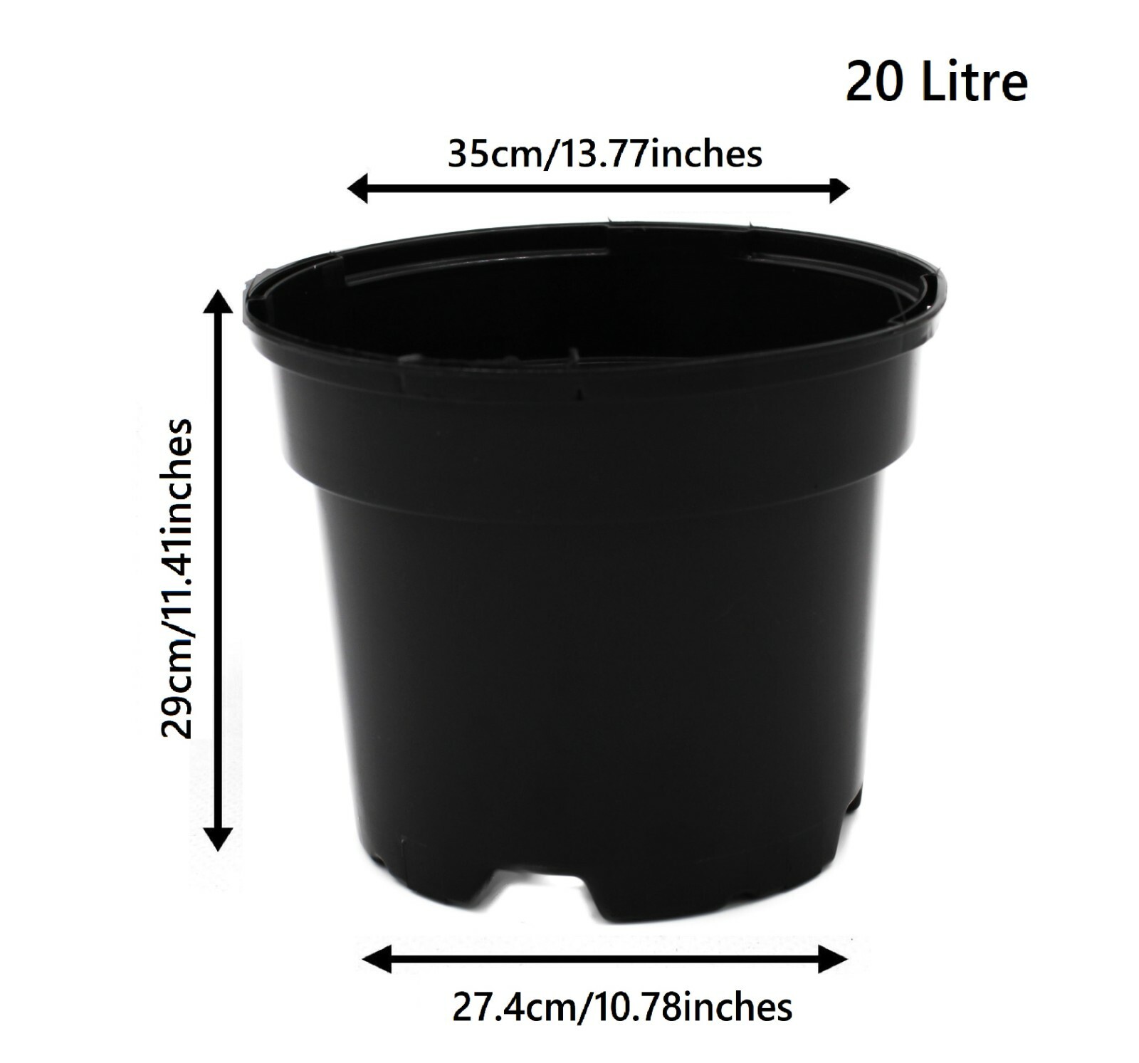 Black Round Plant Pot Two-Tier Drainage - Image 17