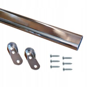 Wardrobe Oval Clothes Rail 30x15mm Chrome Set