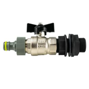 Water Butt Tap Kit Brass Butterfly Valve Click-Lock
