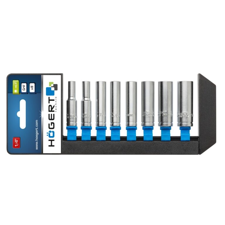Socket Set 1/4in Drive Deep Hex CrV 8pc