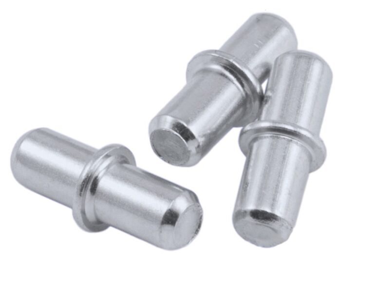 Chrome-finish steel shelf support pins for 5mm cabinet holes