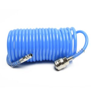 Spiral Air Compressor Hose PU 1/4in Quick Connect