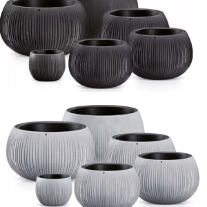 Concrete Effect Bowl Planter with Liner