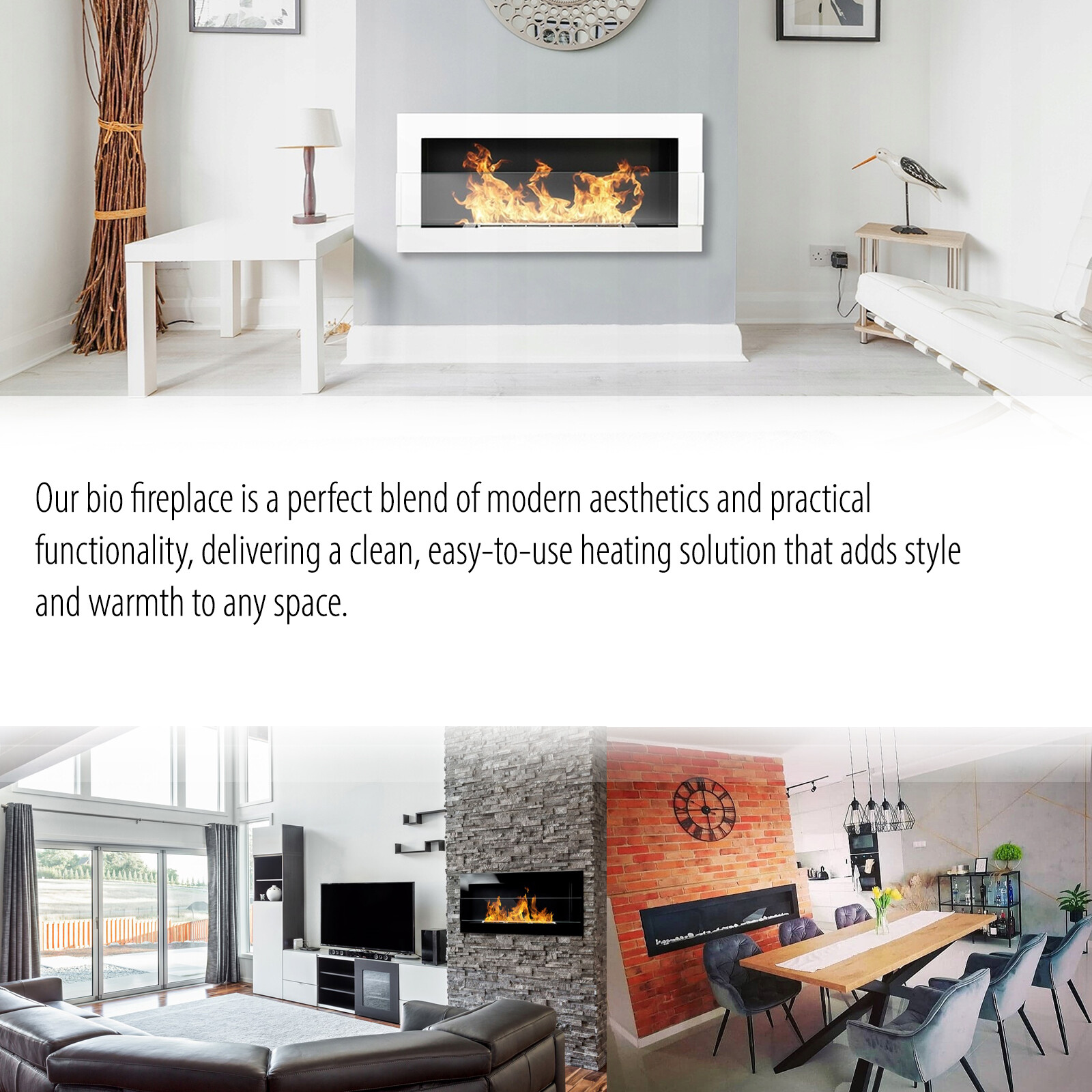 Bioethanol Wall Fireplace 1200 x 400mm - Image 3