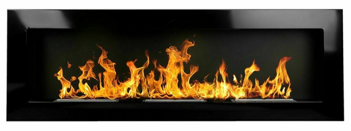 Bioethanol Wall Fireplace High Gloss Black 1400 x 400mm