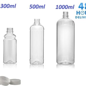 PET Drinks Bottles Clear with White Screw Caps