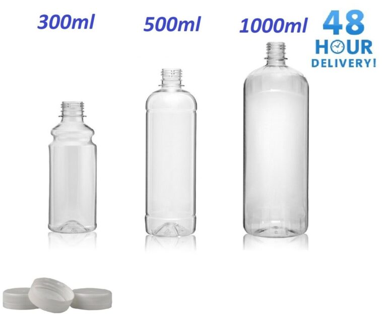PET Bottle Clear with White Screw Cap
