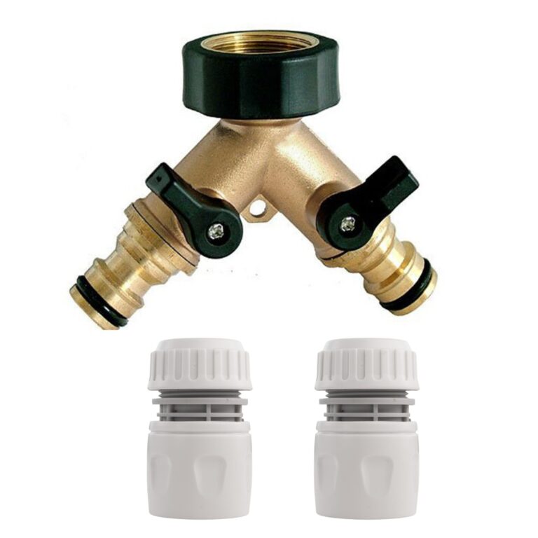 Tap Splitter 2-Way Brass 3/4in BSP with Shut-Off Valves