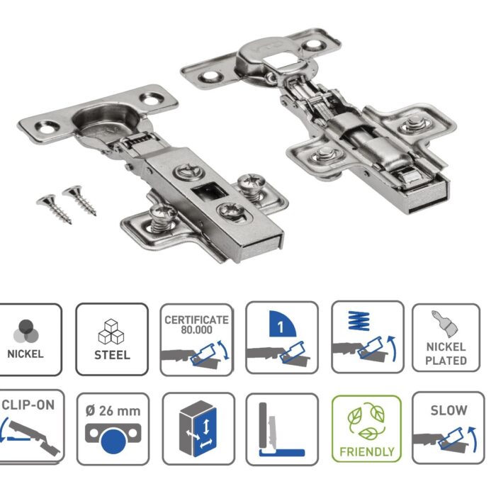 Soft Close Cabinet Hinge 26mm Full Overlay