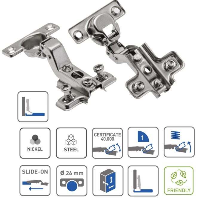 Spring Close Cabinet Hinge 26mm Inset
