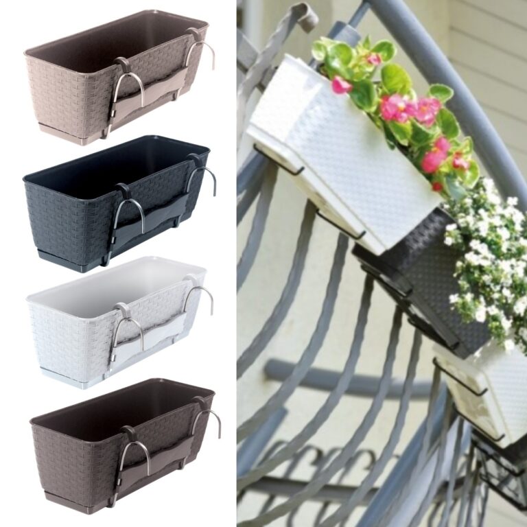 Rattan-Effect Self-Watering Window Box Planter with Hooks