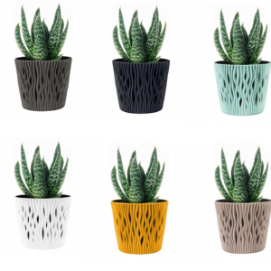 Indoor Plant Pot with Insert Sandy Round Planter