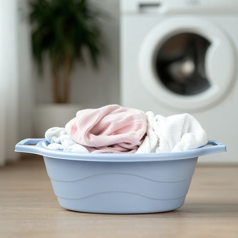 Laundry-Basket-Bowl-Bin-Plastic-Oval-Storage-12L-With-Handles-5-Colors-Washing-116868285668