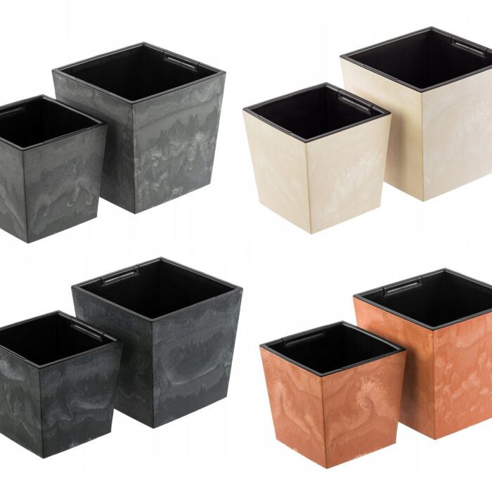 Square Planter with Insert Concrete-Effect