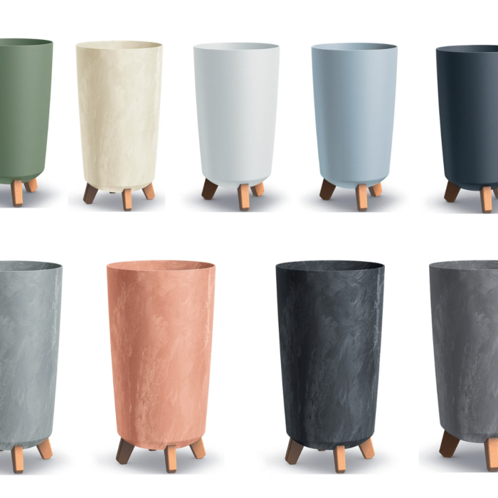 Round Tall Planter on Legs Wood-Effect