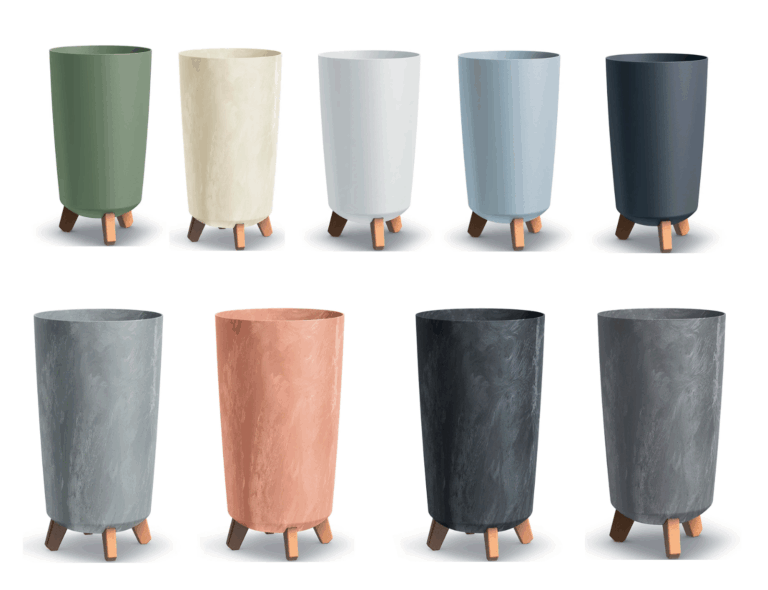 Round Tall Planter on Legs Wood-Effect
