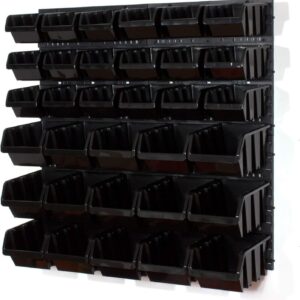 Tool Pegboard Wall Storage Kit with Bins Black