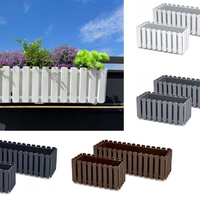 Rectangular Window Box Planter Slat-Effect