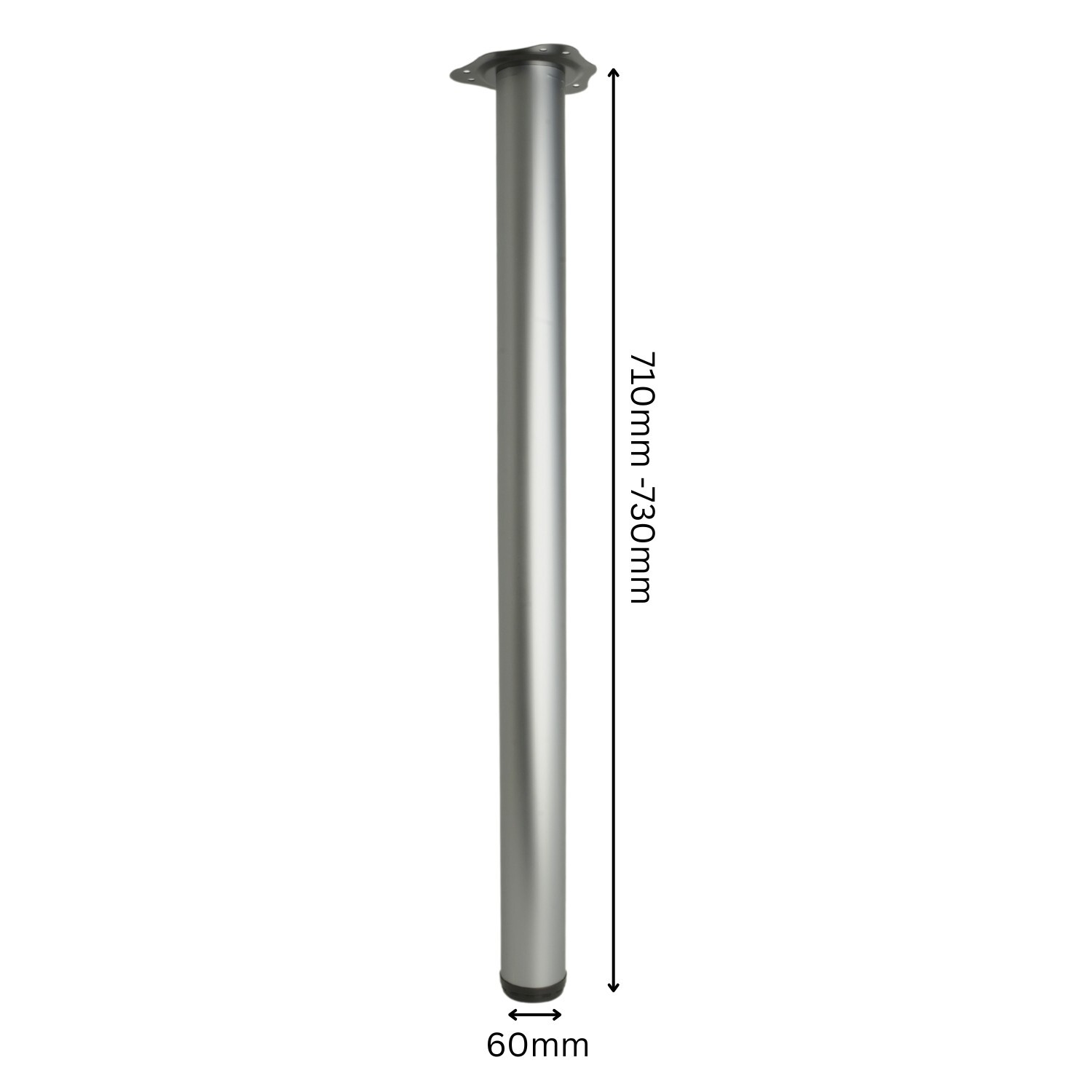 Adjustable Round Table Legs 60mm Matt Chrome Set of 4 - Image 2