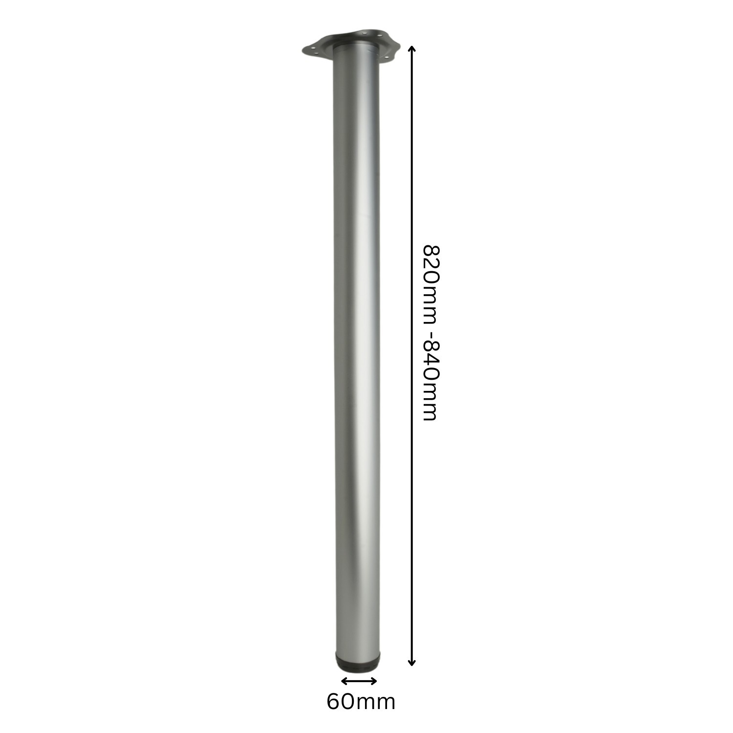 Adjustable Round Table Legs 60mm Matt Chrome Set of 4 - Image 3