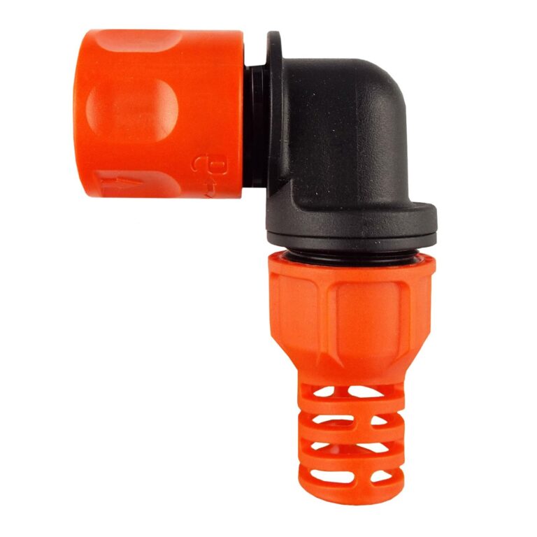 Hose Connector 13mm Angled Click-Lock with Anti-Kink