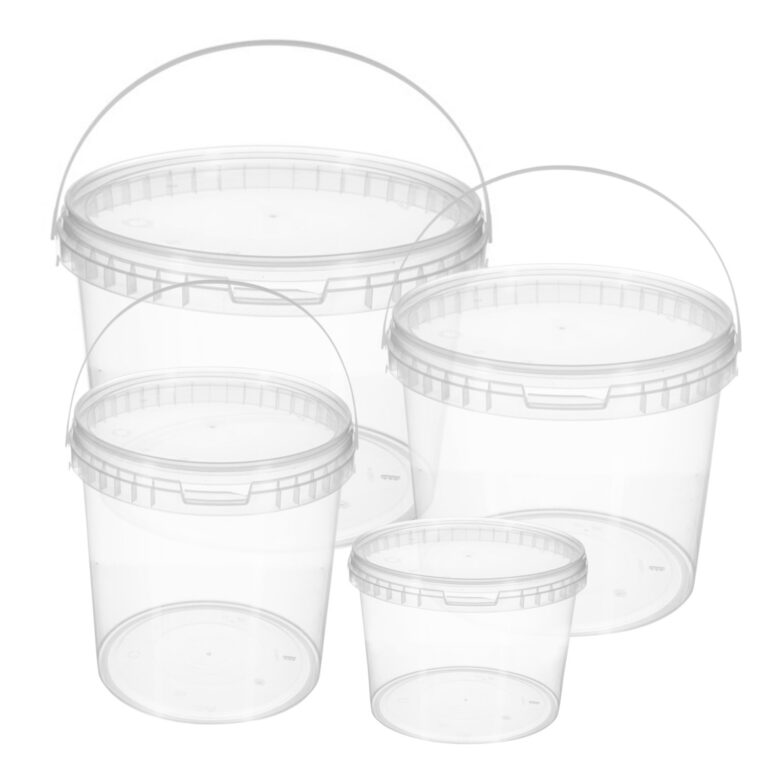 Clear Round Storage Buckets with Snap Lids