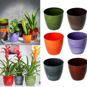 Marble Effect Plant Pot Round PP Plastic