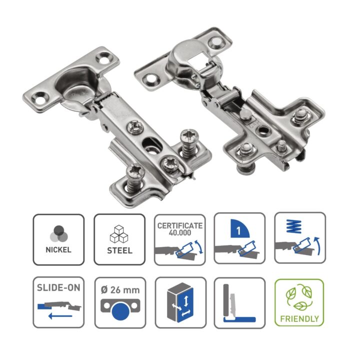 Spring Close Cabinet Hinge 26mm Full Overlay
