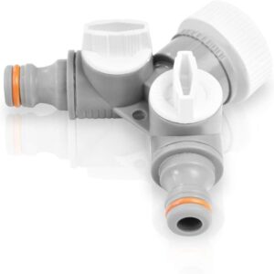 Garden Tap Splitter 2 Way with Shut-Off Valves