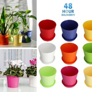 Plant Pot Gloss Plastic with Saucer